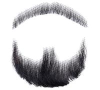 Fake Mustache Beard Human Hair Realistic Invisible Facial Hair Costume Lace Beard for Men Halloween Cosplay Party Black