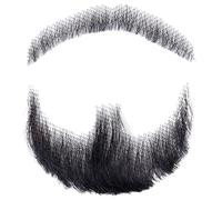 Fake Mustache Fake Beard Human Hair Realistic Beard Fake Mustache Invisible Fake Facial Hair Costume Beard Lace Beard for Men Dressing Halloween Cosplay Costume Party Black