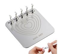 Fake Nail Holder - 3.40 Inchesmagnetic Nails Tip Stand | Metal Reusable Stand With 5 Removable Holders Stable Acrylic Tips Practice Tool For DIY Manicure And Press On Training