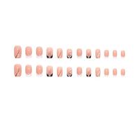 fake nail Medium-Length Square Press-On Nails, Black And White Line Nails, Diamante Nail Art 24 Pieces About 2cm press on nail