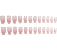 Fake Nail Pink Heart False Nail Acrylic Full Cover Fingernails Press On Nails Set Artificial Long False Nail for Women 24 pcs Professional process