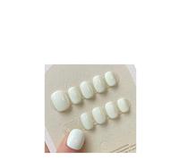 Fake Nails 10 Pcs Handmade Press On Nails Short Circle Pure White Design False(White-M)