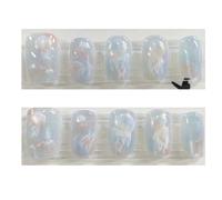Fake Nails 10 Pcs Women Dreamy Fish Tail Jellyfish Handmade Cat Eye Press On Nails Detachable Nail Art Fake(Blue-jellyfish-M)