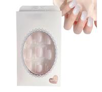 Fake Nails - No Glue Mani Press Nails, Light Neutral White Tip French | Portable Medium Squoval Design Nail, Simple Peel & Press Easy Apply Hassel-Frree Removal Esseential Tools Included