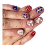 Fake nails push on the nails 4th of July artificial nails fake nails square fake nails on July 4th manicure decoration artificial fake