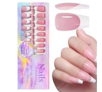 Fake Nails with White Tips Self-Adhesive Trendy False Nails with