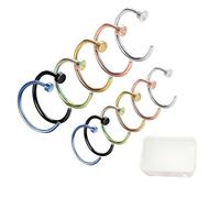 Fake Nose Ring 8mm and 10mm C Shape Hoop 12 Pcs Stainless Steel Non Piercing,Hypoallergenic Clip On Fake Septum Jewelry Easy To Wear Non Piercing Hoop Faux Gold Silver Nose Ring