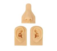 Fake Nose, Silicone Nose Ear Model Fake Ear Silicone Body Parts 3D Simulation Nose Ear Model Set for Piercing Practice Teaching, Earrings Jewelry Display (Light Beige)