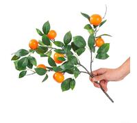 Fake Orange Branch 55cm Artificial Tangerine Stems Featuring 7 Vivid Fruit Models for Wedding Decoration Party Centrepieces Table Display(B)