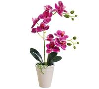 Fake Orchid in Pot Realistic 16inch Faux Orchid Decorative Artificial Orchid Vivid Vibrant Fake Orchid Plant for Home Office Wedding, Purple Artificial Orchid Artificial Orchids That Look Real Faux Or