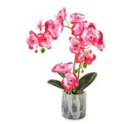 Fake Orchids Flowers in Pot Bendable Faux Orchids Artificial Flowers Washable Silk Orchid Phalaenopsis Decor for Home Wedding Table Centerpiece Bathroom Office (1 pot red)