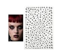 Fake Piercings Set - Adhesive Silver Stud Face Jewelry, Non Piercing Lip Eyebrow Accessory | Acrylic Silver Plate, Teens Girls Women, Cosplay Party Holiday Concert, Creative Fun, Easy Apply
