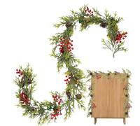Fake Plant Garland,Artificial Christmas Greenery Garland and Berry | 5.9ft Natural Weather-Resistant Plants Enhance Porch Door Fireplace Window Ceiling Outdoor Indoor Spaces for Engagement Dinner Part