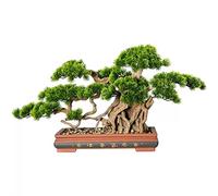 Fake Plants Artificial Bonsai Tree in Square Ceramic Flower Pot Simulation Welcome Pine Large Potted Green Plant Bonsai Fake Pine for Indoor/Outdoor Decoration Bonsai Tree (Size : S)