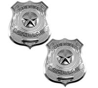 Fake Police Swat Badge for Adult Kids,2 Pcs Silver Police Badge with Star Decoration Policeman Metal Badge Police Officer Badge Police Costume Accessories for Cosplay Party Festival