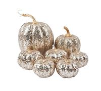 Fake Pumpe-Set of Festive Halloween Ornaments, Decorations 7 Piece Glitter Pumpkin Statues, Autumn Party Decoration Items | Table Shelf Accessories for Home, Bedroom by Lett