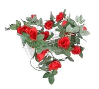 Fake Rose Vine 2M 16Heads White Rose Garland For Wedding Decorations Fake Flower Vines Artificial Floral For Engagement Ceremony Decor(Red)