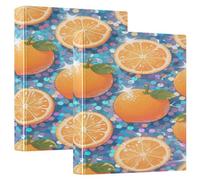 Fake Sequin Glitter Purple Orange 1.5 Inch Notebook Binders 3 Ringing with Interior Pockets 1/2 Pack Office Binder Supplies 200 Sheets