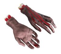 Fake Severed Hands Lifelike Halloween Props for Scary Ambience for Cosplay Haunted Houses, 2Pcs PP Cotton Bloody Fake Human Hands for Halloween Party Decoration