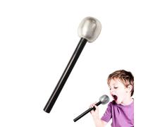 Fake Singing Microphone - 18cm Shiny Silver Toy Portable Sequins Stage Prop | Role Play Costume for Photo Party, Sturdy & Wear-Resistant