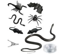 Fake Snake Prank Kit, 9-Piece Rubber Snake Set with Spiders, Mice and Bats, Fun Pranks for Kids and Adults, Halloween Party, April Fools Day, Camping and Family Gatherings