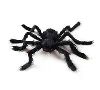 Fake Spider,Large Spider with Poseable Legs Red Eyes,Halloween Decorations Scary Black Hairy Spider Props,Scary Spiders for Halloween Outdoor Yard Party Indoor Haunted House (125cm)