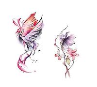 fake tattoos, temporary tattoos,2 Sheets Lovebirds Twinned Trunks Temporary Tattoo Stickers Chinese Style Couple Flower Arm Thigh Ink Fake Tattoos
