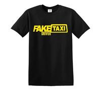 Fake Taxi Driver T-Shirt Mens Funny Stage Party Joke T-Shirt Novelty Top Tee (Black Yellow Print, XL)