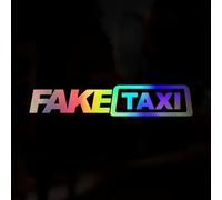 Fake Taxi Funny Car Sticker Decal Oil Slick Holographic Vinyl Decal, Chrome Reflective Iridescent Car Window Sticker, Motorhome Caravan Sticker, Funny Car Sticker, 200mm