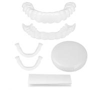 Fake Teeth Clip in Veneers 4PCS Top Bottom Set Silicone False Teeth | Removable Smile Cover for Missing Areas Silicone Design for Men Women Easy Fit Top Bottom Denture Style Accessory