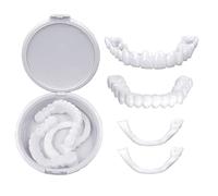 Fake Teeth Veneer, 2 Set Instant Veneers Dentures Braces Whitening Cosmetic Tooth Covering Teeth Top and Bottom Clip in Veneers Teeth Temporary Upper and Lower False Teeth for Men and Women