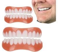 Fake Teeth Veneers Top Bottom Instant Veneers Dentures for Men and Women Temporary Prosthesis Prostheses for Protecting Teeth Regaining Smile Cosmetic Veneers,2pcs