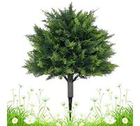 Fake Topiary CEDAR Tree - Greenery Synthetic Plant, Realistic Bush Cypress | 2ft Artificial Outdoor with Spikes Base Support, Indoor Decorative Accent for Patio Entrance Garden aff