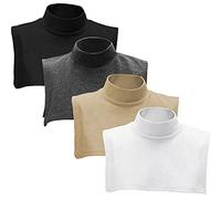 Fake Turtleneck Dickey Detachable Collars Set Half Top Mock Blouse Collar for Women Men, Khaki, Dark Gray, White, Black, One Size