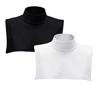 Fake Turtleneck Dickey Detachable Collars Set Half Top Mock Blouse Collar for Women Men, White, Black, One Size