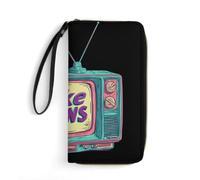 Fake Tv News Womens Long Wallet Wristlet Clutch Purse