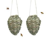 Fake Wasp Nest Decoy, 2PCS Realistic Reed Woven Hornet Hive Mimic Hanging Waspinator Deterrent for Outdoor Garden Patio Porch Yard Protection