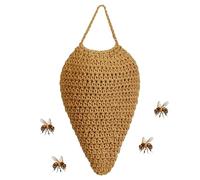 Fake Wasp Nest, Hornet Nest Decoy, 14.17x7.87 Inches Artificial Hive Crochet Decoration, Outdoor Deterrents for Farm, Garden, Porch, Backyard, Camping, Orchard, and Patio Use
