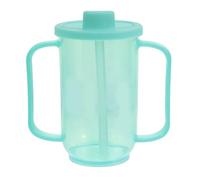 FakeFace Adult Sippy Cup with 2 Handles Lid Long Straw 350ml No Spill Plastic Drinking Cup Liquid Feeding Mug for Adults with Limited Mobility Disabled Parkinson Patients Elderly Care (Style 3)