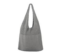 FakeFace Crochet Bags for Women Summer Beach Tote Bag Retro Aesthetic Boho Knit Mesh Shoulder Bag Travel Shopping Handbag (Gray)