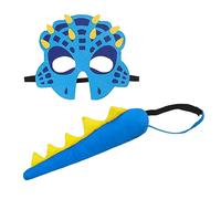 FakeFace Dinosaur Tail Costume Set for Kids Dragon Mask Boy Girl Child Animal Mask Tail Accessory Halloween Dinosaur Dress Up Toy (Blue, one size)