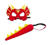 FakeFace Dinosaur Tail Costume Set for Kids Dragon Mask Boy Girl Child Animal Mask Tail Accessory Halloween Dinosaur Dress Up Toy (Red, one size)