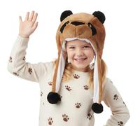 FakeFace Funny Plush Animal Hat with Long Earflap Novelty Party Photo Prop Headwear Plush Holiday Cosplay Dress Up Warm Hat for Halloween Christmas Easter Cosplay