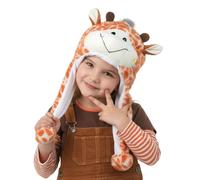 FakeFace Funny Plush Animal Hat with Long Earflap Novelty Party Photo Prop Headwear Plush Holiday Cosplay Dress Up Warm Hat for Halloween Christmas Easter Cosplay