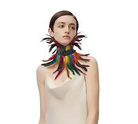 FakeFace Gothic Feather Feather Choker Neck Wrap Collar Victorian Feathers Shawl Cape Demon Raven Carnival Halloween Cosplay Prom Show Costume (Multicolour, one size)