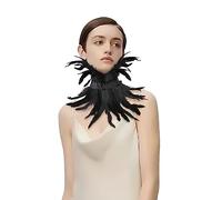 FakeFace Gothic Feather Feather Choker Neck Wrap Collar Victorian Feathers Shawl Cape Demon Raven Carnival Halloween Cosplay Prom Show Costume (Black, one size)