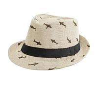 FakeFace Kids Fedora Bucket Hat Short Brim Trilby Cap Summer Beach Jazz Cap for Boys Girls 4-6 Years Beige Yellow