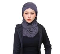 FakeFace Large Hijab Scarf for Muslim Women Soft Lightweight Long Headscarf Solid Color Jersey Head Wrap Shawl Turban for Islamic Prayer Ramadan (Dark Grey)
