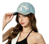 FakeFace Pearl Bow Denim Baseball Cap for Women,Vintage Washed Jean Baseball Cap,Adjustable UV Protection Casual Fashion Sun Hat for Ladies Outdoor Travel Streetwear (UK, Alpha, One Size, Light Blue)