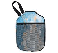 FakeFace Pickleball Paddle Cover with Carrying Strap and Net, Zippered Durable Neoprene Pickleball Racket Storage Bag Protection Case for Universal Size (Blue)